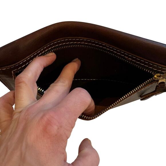 Portland Leather Goods Brown Leather Envelope Clutch Wristlet - Picture 12 of 15